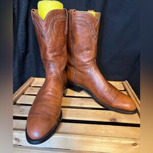 Lucchese T001302 Cigar Brown Smooth Men's Roper Western Boots Size 9.5D